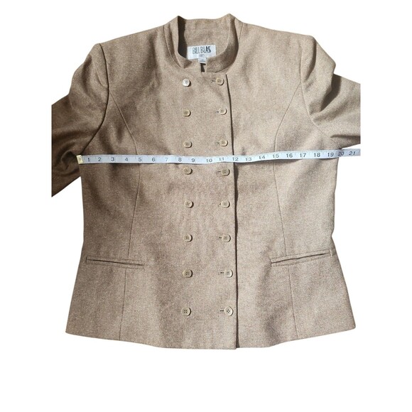Bill Blass Tweed Skirt Suit Womens 12 Old Money Corpcore Tan Double-breasted - Picture 7 of 12